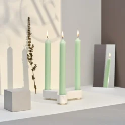 Bougies La Française 12 Bougies Droites 7h Vert Pastel -Bougeoirs Soldes Magasin 12 bougies droites 7h vert pastel 2