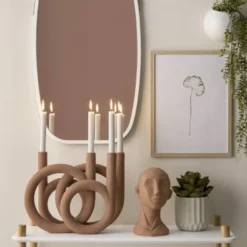 Present Time Bougeoirs Bougeoir 4 Bougies En Polyrésine Terracotta -Bougeoirs Soldes Magasin bougeoir 4 bougies en polyresine terracotta 1