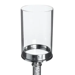 Beliani Bougeoirs Bougeoir à Pied Argenté 48 Cm -Bougeoirs Soldes Magasin bougeoir a pied argente 48 cm 2