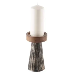 Zago Bougeoirs Bougeoir En Bois De Manguier Et Métal Noir Et Or S -Bougeoirs Soldes Magasin bougeoir en bois de manguier et metal noir et or s 1