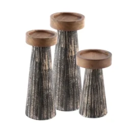 Zago Bougeoirs Bougeoir En Bois De Manguier Et Métal Noir Et Or S -Bougeoirs Soldes Magasin bougeoir en bois de manguier et metal noir et or s 3