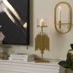 Beliani Bougeoirs Bougeoir En Métal Doré 53 Cm -Bougeoirs Soldes Magasin bougeoir en metal dore 53 cm 1