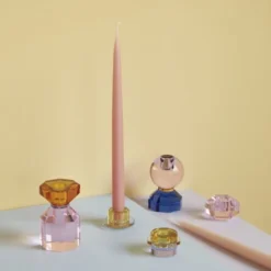 Hubsch Bougeoirs Bougeoir En Verre Ambre Et Rose -Bougeoirs Soldes Magasin bougeoir en verre ambre et rose 3