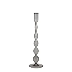 Mica Decorations Bougeoirs Bougeoir En Verre Gris Foncé H33 -Bougeoirs Soldes Magasin bougeoir en verre gris fonce h33 5