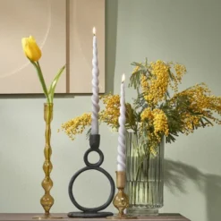 Mica Decorations Bougeoirs Bougeoir En Verre Jaune Clair H33 -Bougeoirs Soldes Magasin bougeoir en verre jaune clair h33 6