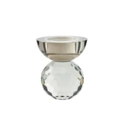 Lene Bjerre Bougeoirs Bougeoir Lola En Verre Gris H8,5cm