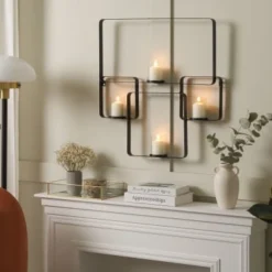 Beliani Bougeoirs Bougeoir Mural En Métal Noir 65 Cm -Bougeoirs Soldes Magasin bougeoir mural en metal noir 65 cm 1