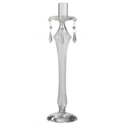 LANADECO Bougeoirs Bougeoir Perles Verre Transparent H32cm