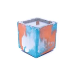 Junny Bougies Bougie Béton Coloré Marbré Turquoise Et Orange Fleur Oranger