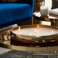 Beliani Bougies Bougie Bol Décoratif En Métal Doré -Bougeoirs Soldes Magasin bougie bol decoratif en metal dore 1