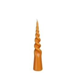 Mica Decorations Bougies Bougie Conique Torsadée En Couleur Brun Clair H25 -Bougeoirs Soldes Magasin bougie conique torsadee en couleur orange h25 9