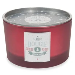 Maisons Du Monde Décorations à Poser De Noël Bougie De Noël Parfumée En Verre Rouge Imprimé