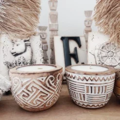 My Bliss Home Bougies Bougie En Bois Sculpté -Bougeoirs Soldes Magasin bougie en bois sculpte 10