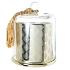 Maisons Du Monde Décorations à Poser De Noël Bougie En Métal Doré Sous Cloche En Verre