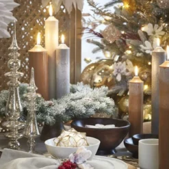 Mica Decorations Bougies Bougie En Stéarine Brun Clair H30 -Bougeoirs Soldes Magasin bougie en stearine brun clair h30 1