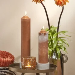 Mica Decorations Bougies Bougie En Stéarine Brun Clair H30 -Bougeoirs Soldes Magasin bougie en stearine brun clair h30 2