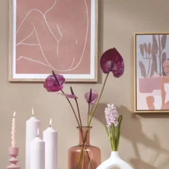 Mica Decorations Bougies Bougie En Stéarine Rose H35 -Bougeoirs Soldes Magasin bougie en stearine rose h35 1