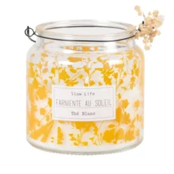 Maisons Du Monde Bougies Bougie Lanterne Parfumée En Verre à Motifs Jaune Moutarde, 280g - Lot De 2