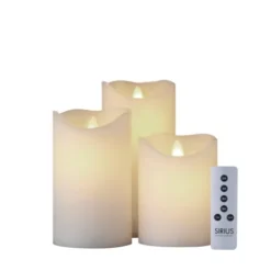 Sirius Bougies Bougie Lumineuse LED Cire Flamme Vacillante Set De 3