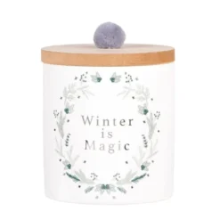 Maisons Du Monde Décorations Lumineuses De Noël Bougie Parfumée En Céramique Imprimé Blanche, Beige Et Bleue 165g