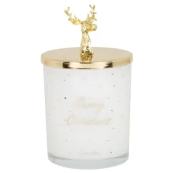Maisons Du Monde Décorations Lumineuses De Noël Bougie Parfumée En Verre Avec Couvercle Renne Doré 150g