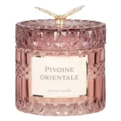 Maisons Du Monde Bougies Bougie Parfumée En Verre Strié Rose 165g