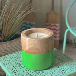 Pirouette Paris Bougies Bougie Pot En Teck Vert D40 -Bougeoirs Soldes Magasin bougie pot en teck vert d40 2