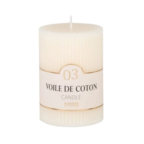 Maisons Du Monde Bougies Bougie Striée Parfumée Blanche H10, 340g - Lot De 2 3 Maisons Du Monde Bougies Bougie Striée Parfumée Blanche H10, 340g - Lot De 2