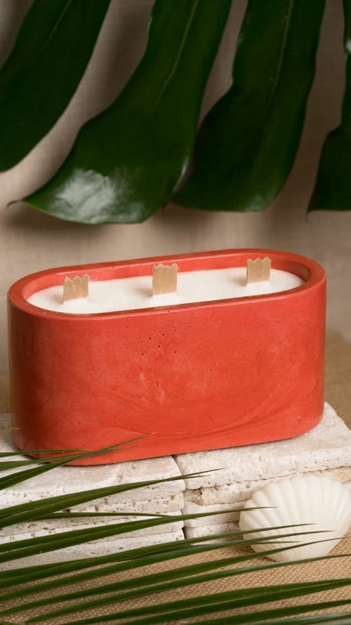 Junny Bougies Bougie Xxl En Béton Rouge Parfum Fleur De Figue 4 Junny Bougies Bougie Xxl En Béton Rouge Parfum Fleur De Figue – Image 2