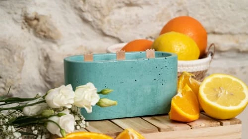 Junny Bougies Bougie Xxl En Béton Turquoise Parfum Fleur D'oranger 4 Junny Bougies Bougie Xxl En Béton Turquoise Parfum Fleur D'oranger – Image 2