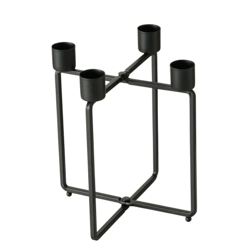 Wadiga Bougeoirs Chandelier 4 Branches Métal Noir - 15x15x17cm 3 Wadiga Bougeoirs Chandelier 4 Branches Métal Noir - 15x15x17cm