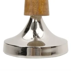 Beliani Bougeoirs Chandelier 5 Branches En Bois Et Aluminium Argenté -Bougeoirs Soldes Magasin chandelier 5 branches en bois et aluminium argente 3