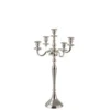 LANADECO Bougeoirs Chandelier 5 Bras Alu Argent H63cm -Bougeoirs Soldes Magasin chandelier 5 bras alu argent h63cm