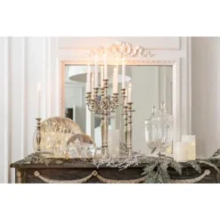 LANADECO Bougeoirs Chandelier Classique Aluminium Argenté H45cm -Bougeoirs Soldes Magasin chandelier classique aluminium argente h45cm 2