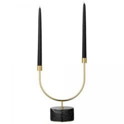 AYTM Bougeoirs Chandelier Marbre Noir Et Laiton Doré -Bougeoirs Soldes Magasin chandelier marbre noir et laiton dore 1