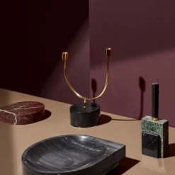 AYTM Bougeoirs Chandelier Marbre Noir Et Laiton Doré -Bougeoirs Soldes Magasin chandelier marbre noir et laiton dore 3