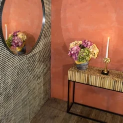 Now’s Home Bougeoirs Chandelier Palmier Doré Sur Base En Bois Noir H24cm -Bougeoirs Soldes Magasin chandelier palmier dore sur base en bois noir h24cm 4