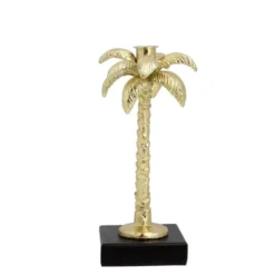 Now’s Home Bougeoirs Chandelier Palmier Doré Sur Base En Bois Noir H24cm -Bougeoirs Soldes Magasin chandelier palmier dore sur base en bois noir h24cm 5