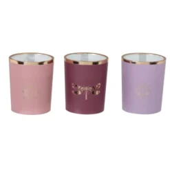 Maisons Du Monde Coffret 3 Bougies En Verre Coloré Rose Violet Et Or 3x45g -Bougeoirs Soldes Magasin coffret 3 bougies en verre colore rose violet et or 3x45g 1000 9 40 227180 2