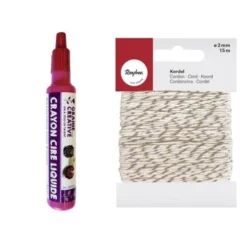 Youdoit Bougies Crayon Cire Liquide Pour Bougie Rouge + Ficelle Dorée & Blanche 15 M