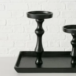 Wadiga Bougeoirs Grand Chandelier En Aluminium Noir Pour 4 Bougies - 53x15x20cm -Bougeoirs Soldes Magasin grand chandelier en aluminium noir pour 4 bougies 53x15x20cm 3