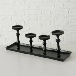 Wadiga Bougeoirs Grand Chandelier En Aluminium Noir Pour 4 Bougies - 53x15x20cm -Bougeoirs Soldes Magasin grand chandelier en aluminium noir pour 4 bougies 53x15x20cm 4