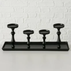 Wadiga Bougeoirs Grand Chandelier En Aluminium Noir Pour 4 Bougies - 53x15x20cm -Bougeoirs Soldes Magasin grand chandelier en aluminium noir pour 4 bougies 53x15x20cm 5