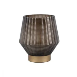 Present Time Bougies Lampe Votive Led Shine Cone S Verre Noir