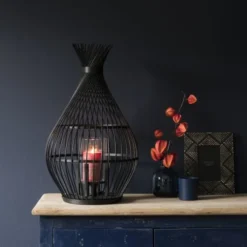 Maisons Du Monde Bougeoirs Lanterne En Bambou Torsadé Noir Et Verre -Bougeoirs Soldes Magasin lanterne en bambou torsade noir et verre 1000 4 27 191866 3