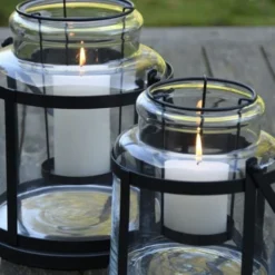 Esschert Design Bougies Lanterne Verre Et Acier H28,7 Cm -Bougeoirs Soldes Magasin lanterne verre et acier h28 7 cm 1