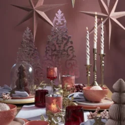 Mica Decorations Lot De 2 Bougies Torsadées Rayées Oranges -Bougeoirs Soldes Magasin lot de 2 bougies torsadees rayees oranges 1