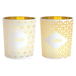 Draeger Paris Bougeoirs Lot De 2 Photophores Love Et Happy