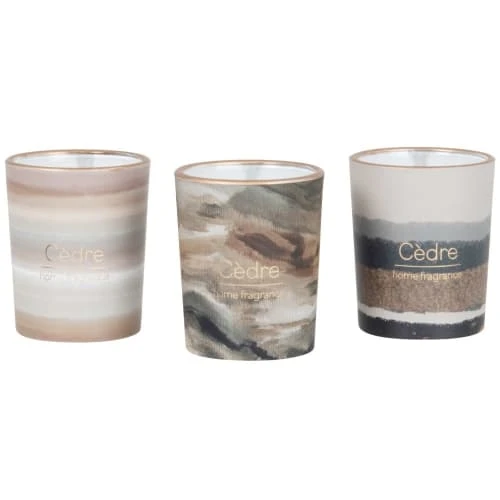 Maisons Du Monde Lot De 3 Bougies Parfumées En Verre Imprimé (3x45g) 4 Maisons Du Monde Lot De 3 Bougies Parfumées En Verre Imprimé (3x45g) – Image 2