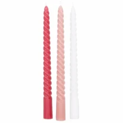 Maisons Du Monde Lot De 3 Bougies Torsadées Rose, Rouge Et Blanche -Bougeoirs Soldes Magasin lot de 3 bougies torsadees rose rouge et blanche 1000 3 26 227412 2